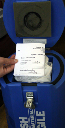 placing semen record in the equitainer